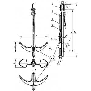 Якорь адмиралтейский 150 кг ГОСТ 760-74
